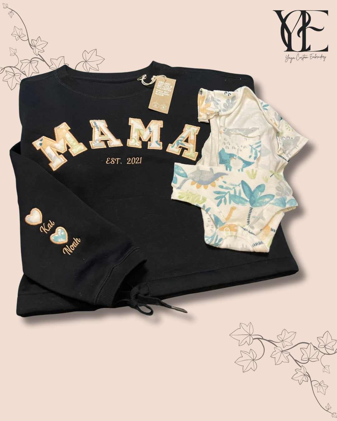 Personalisiertes „MAMA“-Sweatshirt – Wiederverwendetes Andenken an Babykleidung