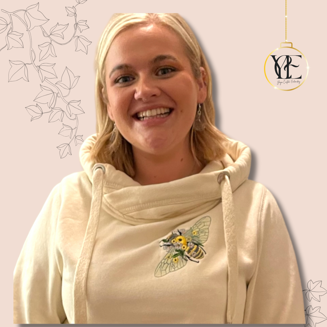 Best-Seller: Intricate Bee & Floral Embroidered Hoodie or Sweatshirt