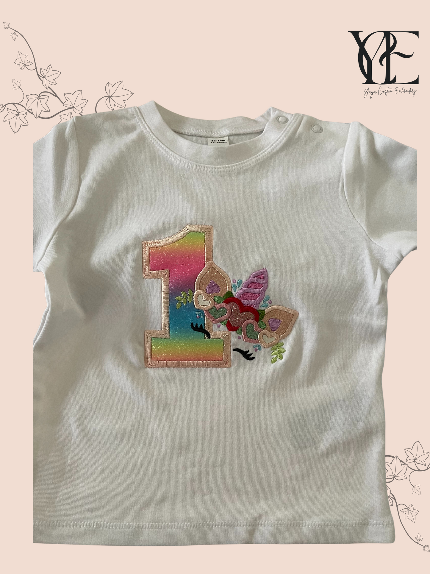 Personalised Unicorn Birthday T‑Shirt – Glitter Appliqué Number & Unicorn, Organic Cotton (Ages 1–12)