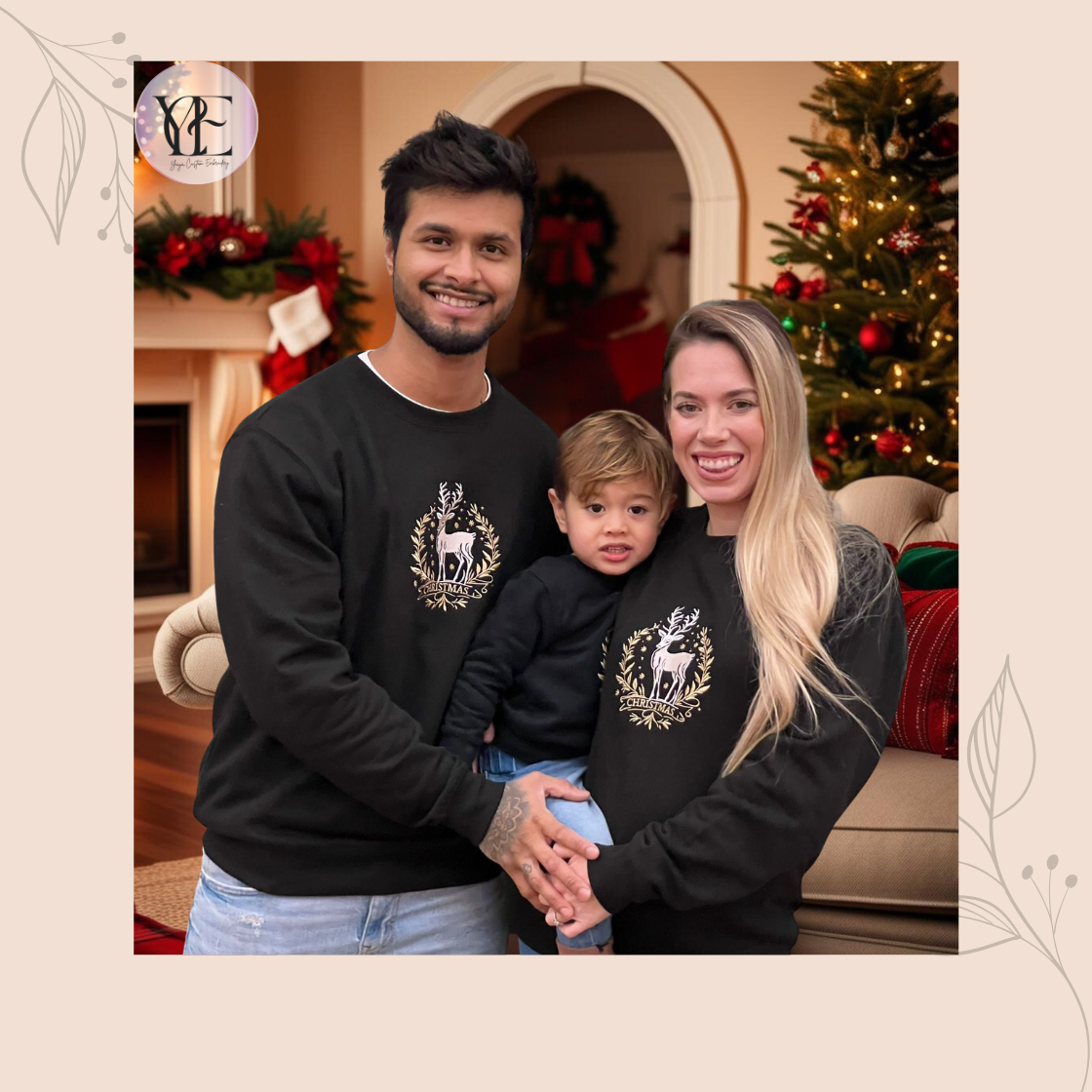 Sweatshirt mit Weihnachts-Rentier-Stickerei | Erhältlich in XS bis 5XL