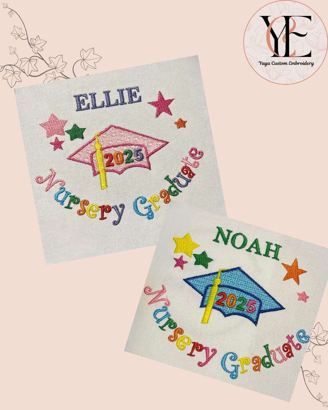 Personalisiertes Kindergarten-Abschluss-T-Shirt – 100 % Bio-Baumwolle, individuelles Namens-T-Shirt für Kindergartenabgänger (Größe 4–6, Weiß)