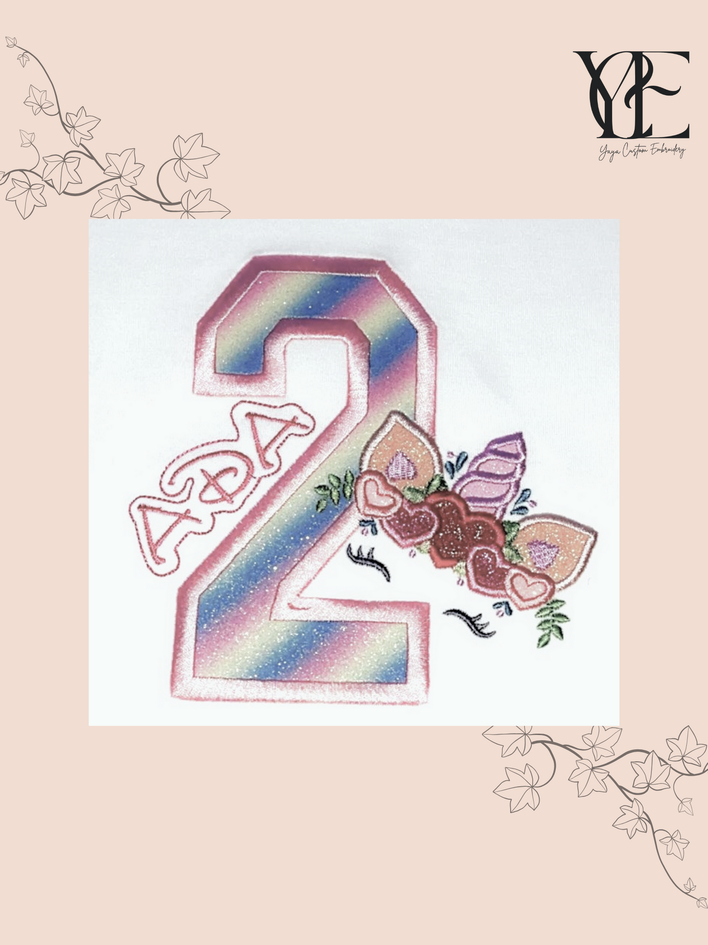 Personalised Unicorn Birthday T‑Shirt – Glitter Appliqué Number & Unicorn, Organic Cotton (Ages 1–12)