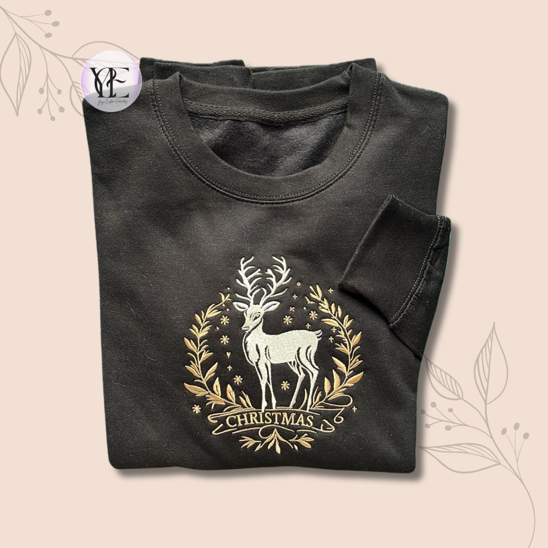 Sweatshirt mit Weihnachts-Rentier-Stickerei | Erhältlich in XS bis 5XL