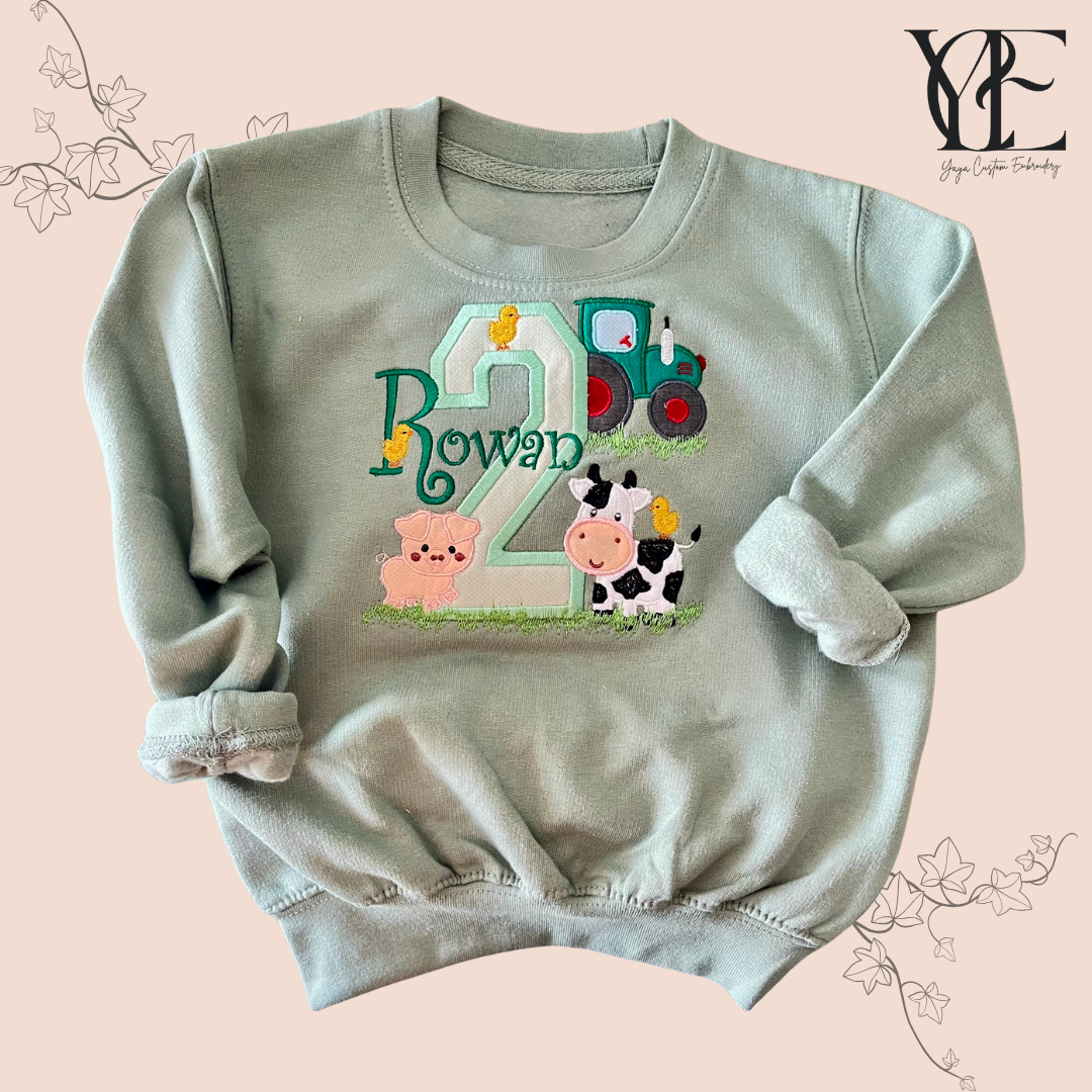 Personalisiertes Bauernhof-Geburtstags-T-Shirt/Sweatshirt - Kindergeburtstags-Tops