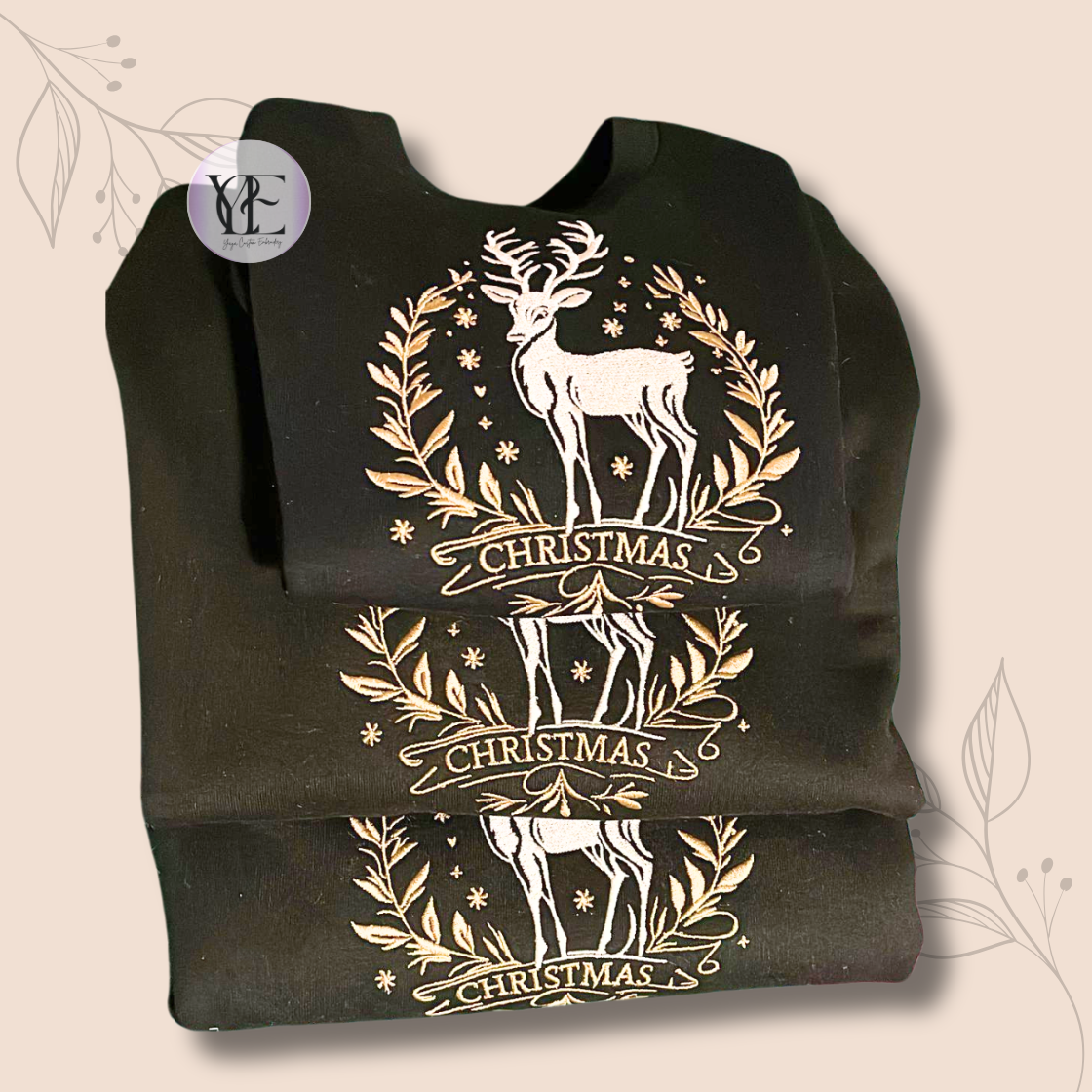 Sweatshirt mit Weihnachts-Rentier-Stickerei | Erhältlich in XS bis 5XL