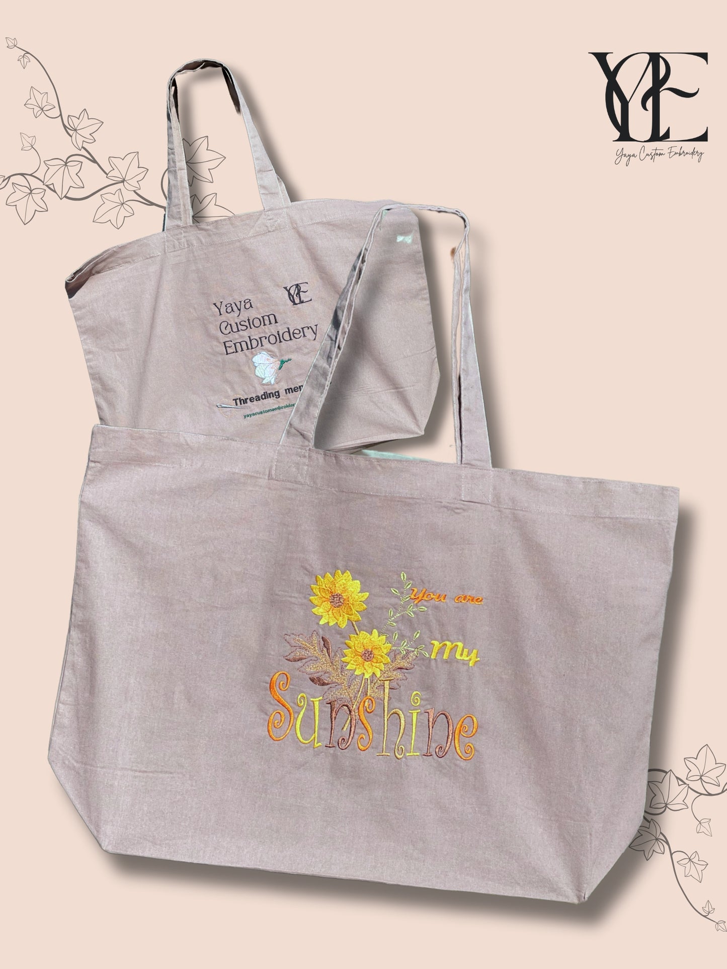 Oversized Tote Bag: You are my sunshine sunflowers