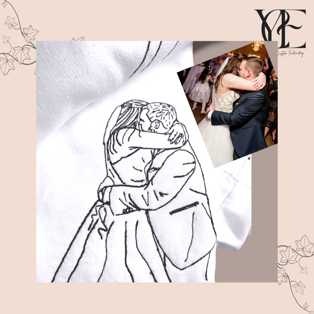 Detailed of embroidered outlined of a photo