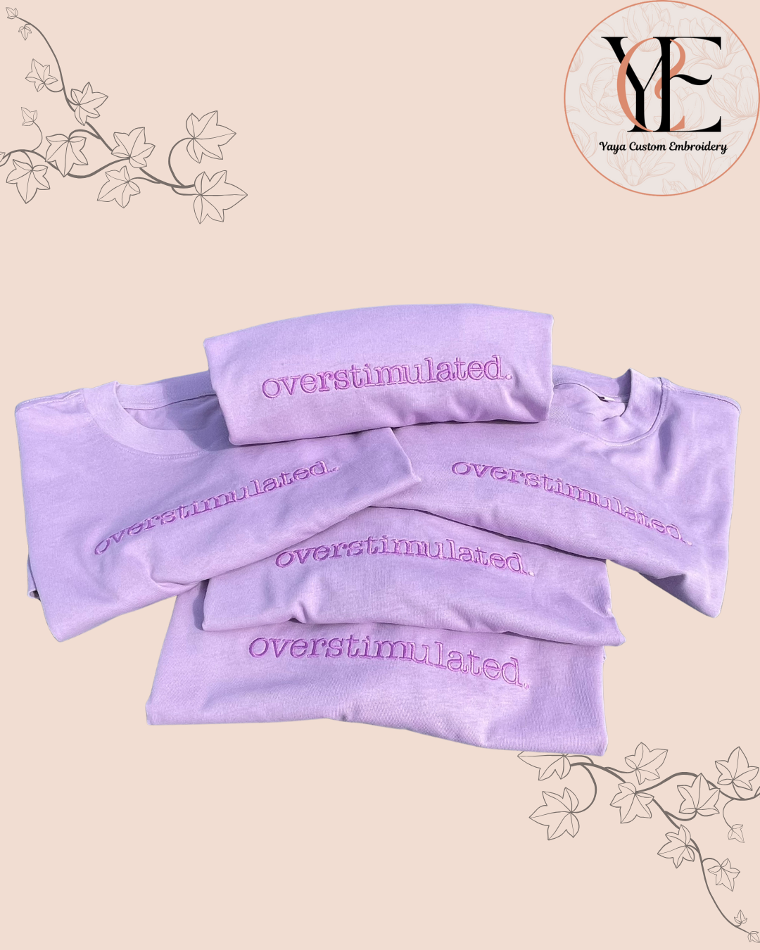 T-Shirt aus Bio-Baumwolle mit Stickerei „Overstimulated“ – ADHS Neurodivergentes, dezentes Statement in weicher, modischer Passform
