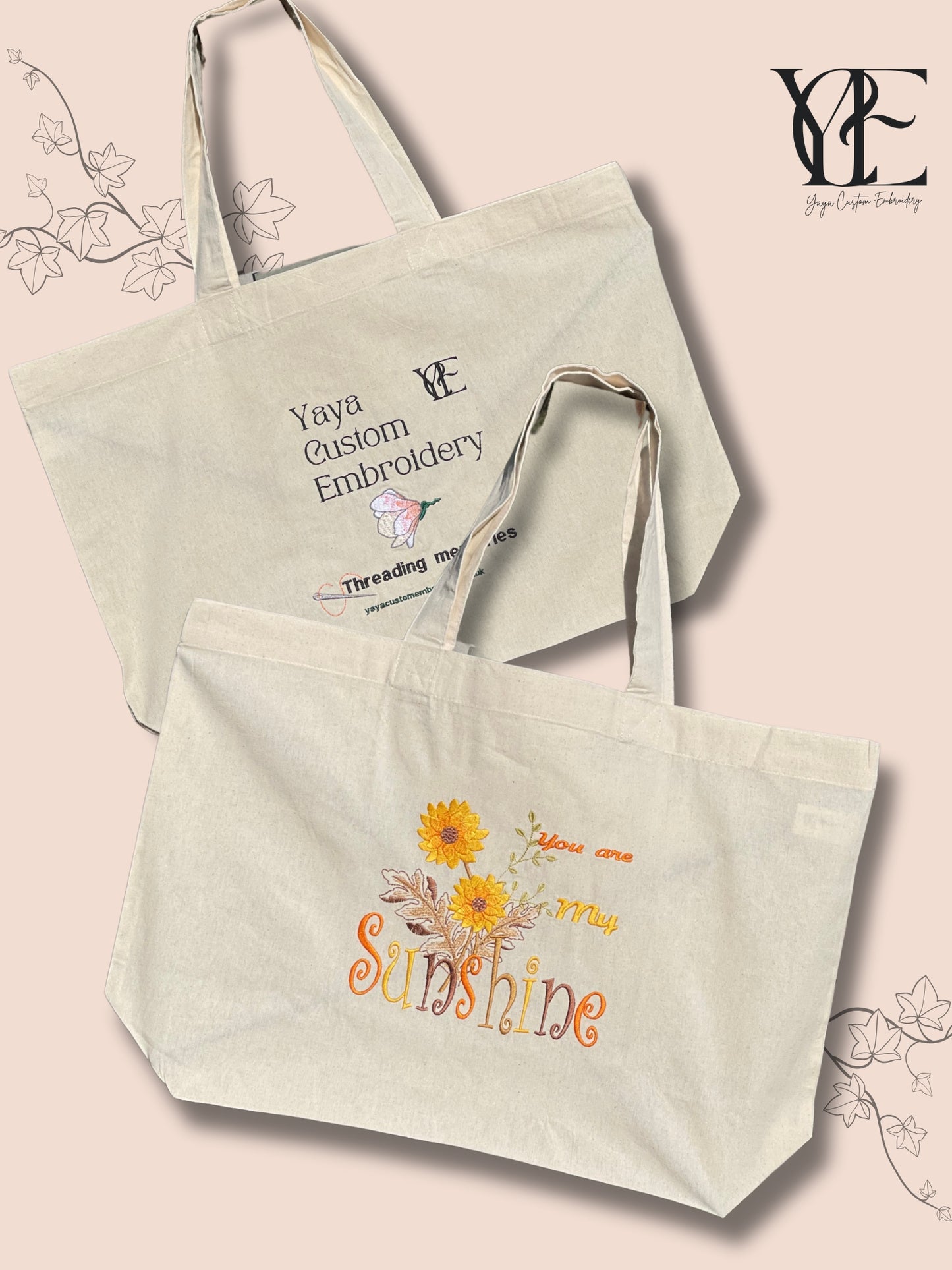 Oversized Tote Bag: You are my sunshine sunflowers