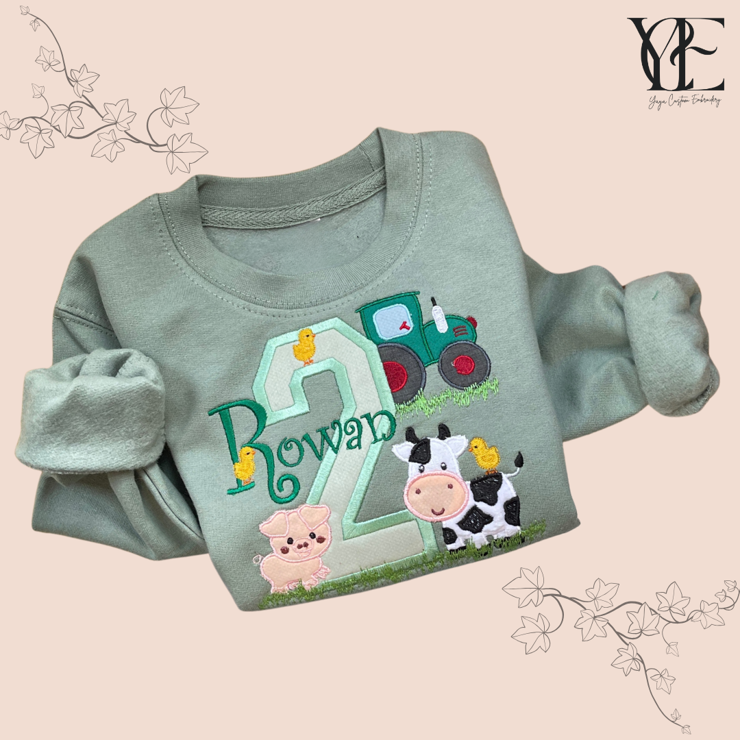 Personalisiertes Bauernhof-Geburtstags-T-Shirt/Sweatshirt - Kindergeburtstags-Tops