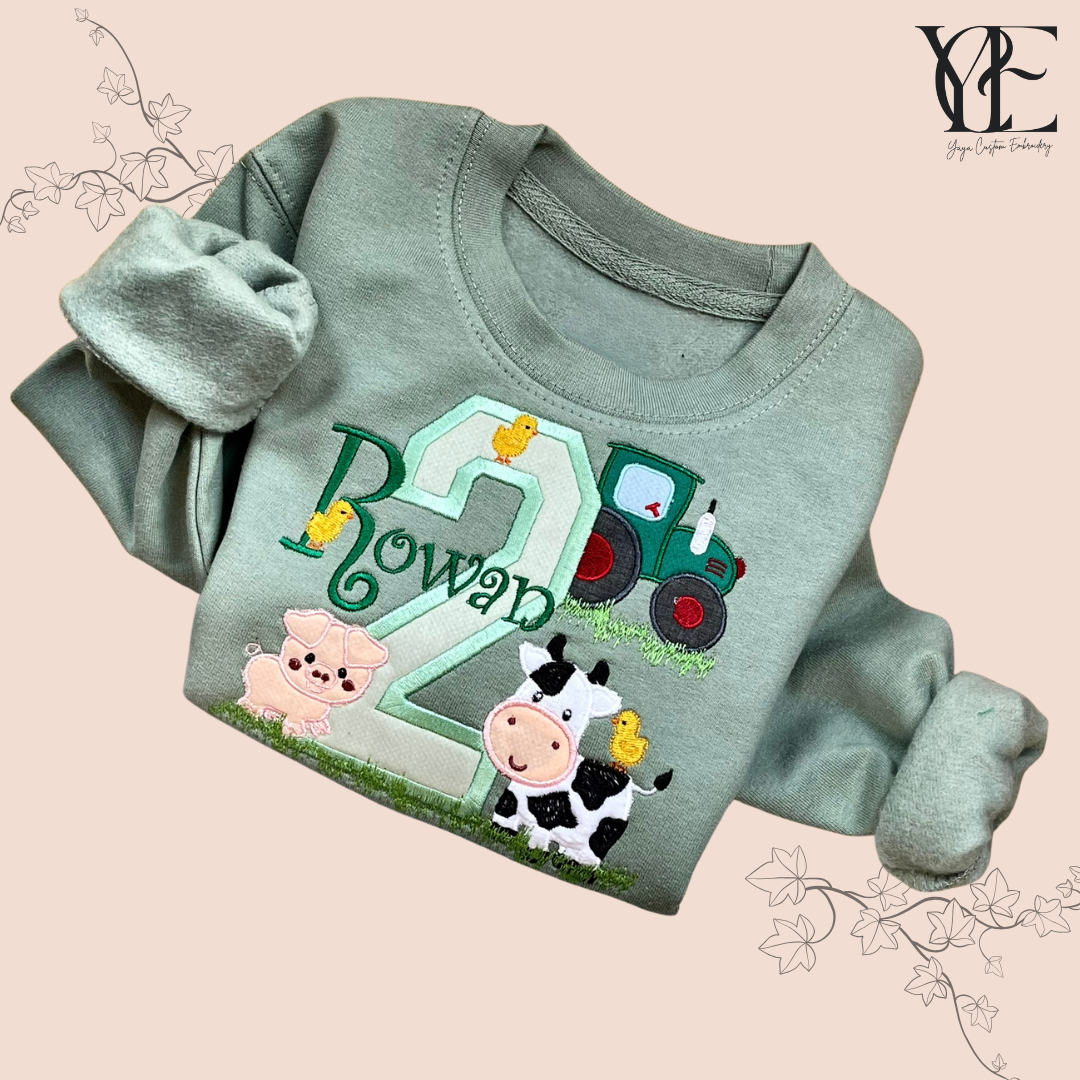 Personalisiertes Bauernhof-Geburtstags-T-Shirt/Sweatshirt - Kindergeburtstags-Tops
