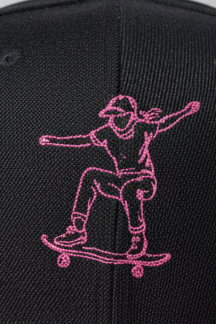 Skater Girl Embroidered Flat Peak Cap