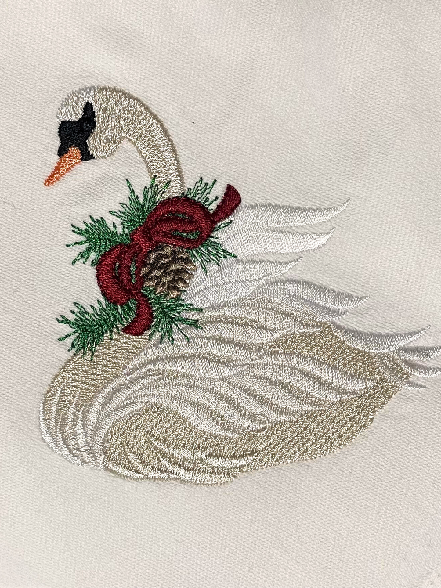 Majestic Swan Weihnachtsserviette – Weiche Eleganz aus Baumwolle