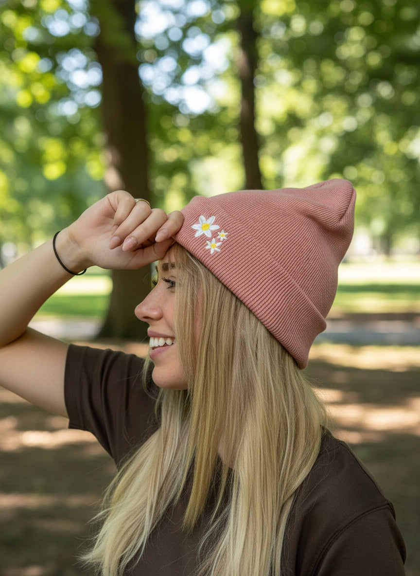 Exklusive 3-Gänseblümchen-Mütze für Erwachsene