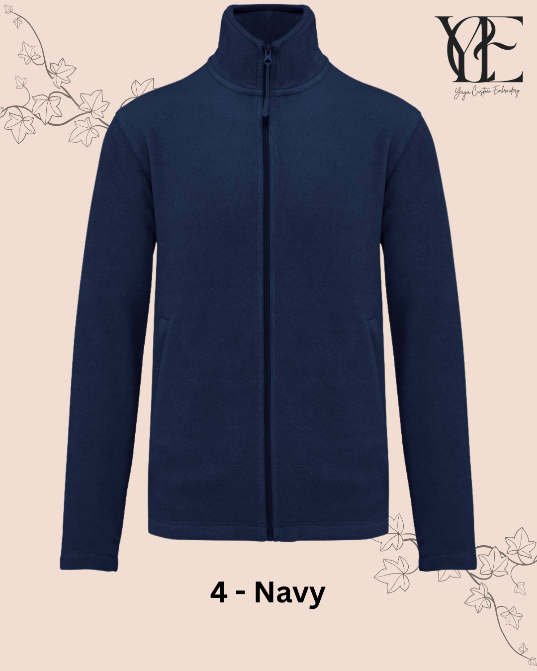 Navy blue Fleece jacket by Yaya Custom Embroidery