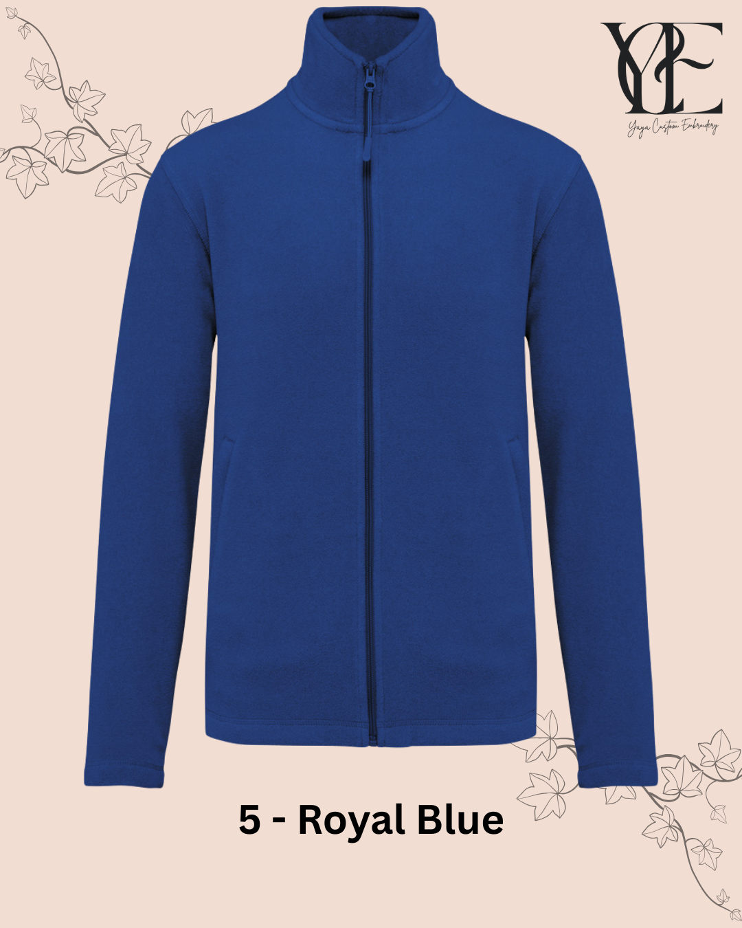 Royal blue Fleece jacket by Yaya Custom Embroidery