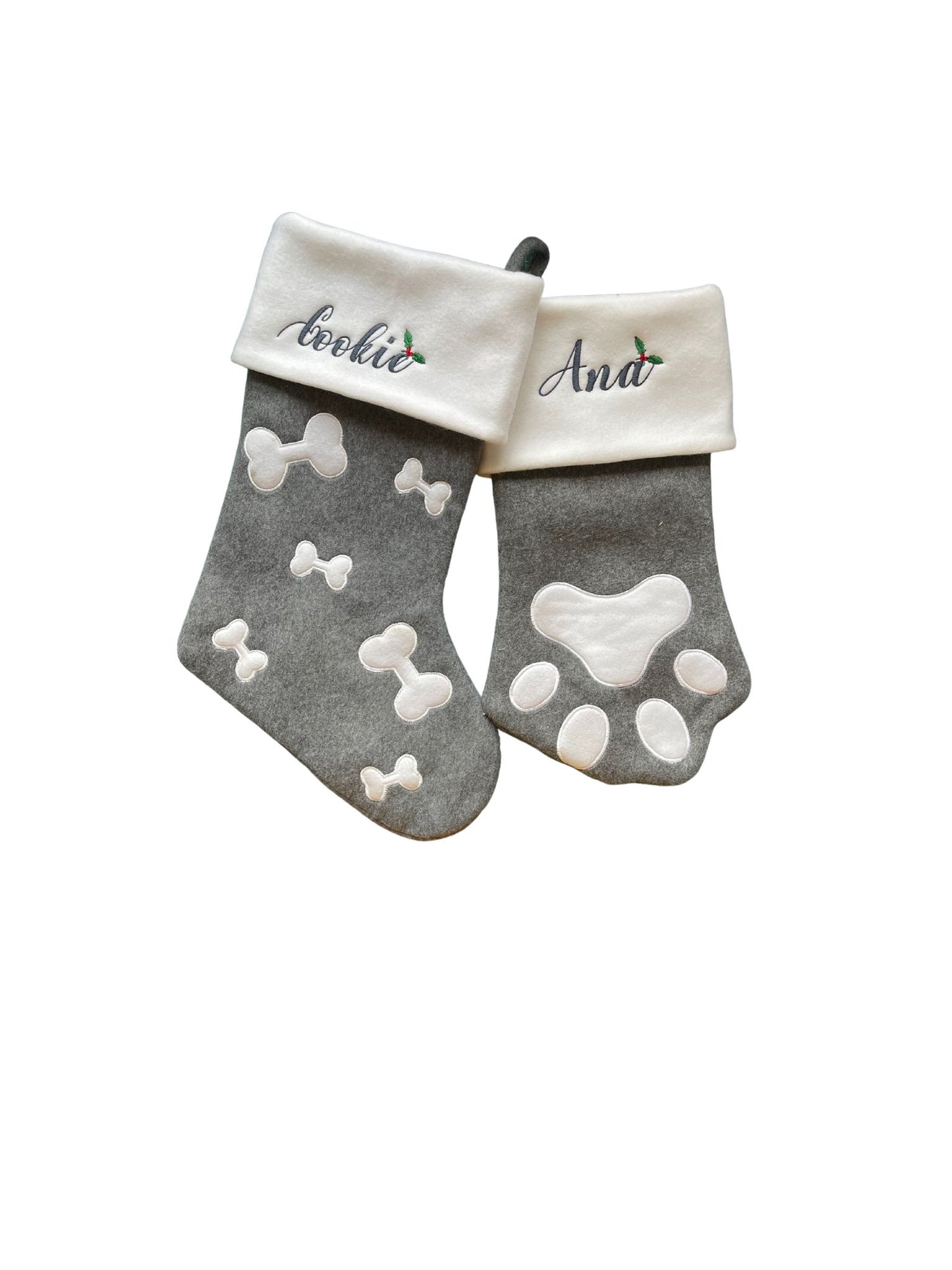 Personalisierter grauer Weihnachtsstrumpf