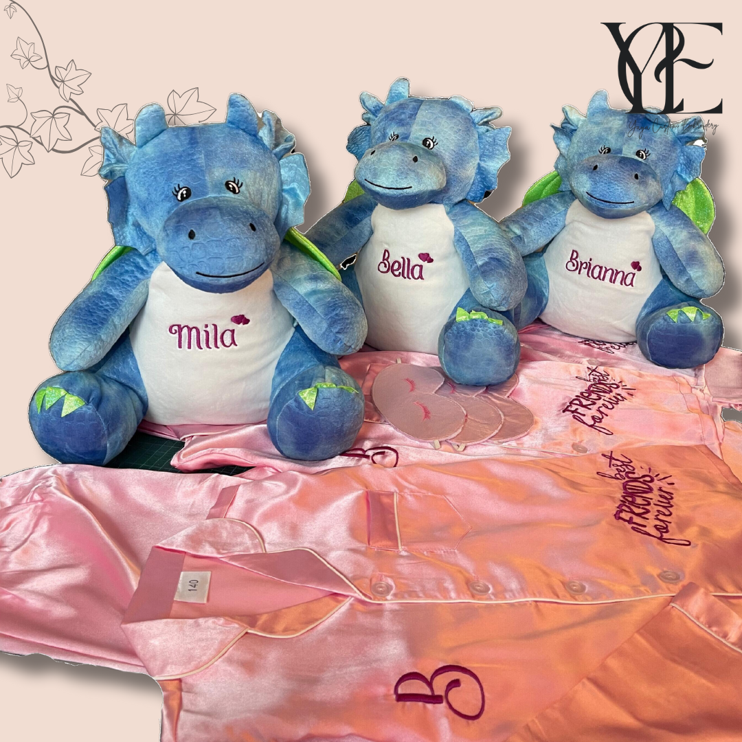 Personalised sleepover bundle: Soft toy, pyjamas and sleeping mask