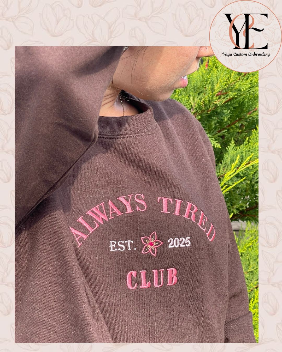 "Always tired Club" Embroidered Sweatshirt & T-Shirt | XS–XXL | Hot Chocolate