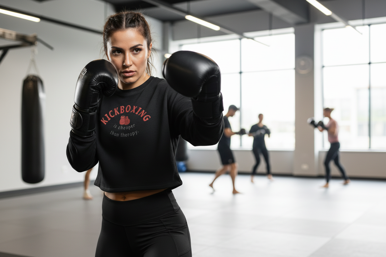Kickboxing is cheaper than therapy - Crop Sweatshirt