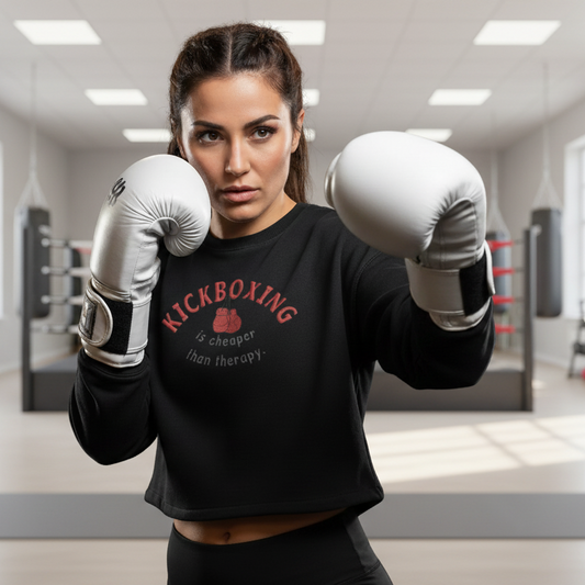 Kickboxing is cheaper than therapy - Crop Sweatshirt