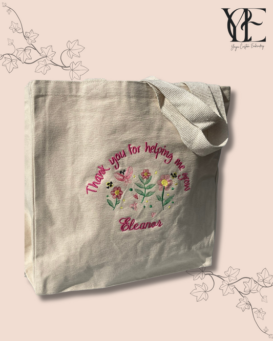 Personalised Teacher Tote Bag – “Thank You for Helping Me Grow”