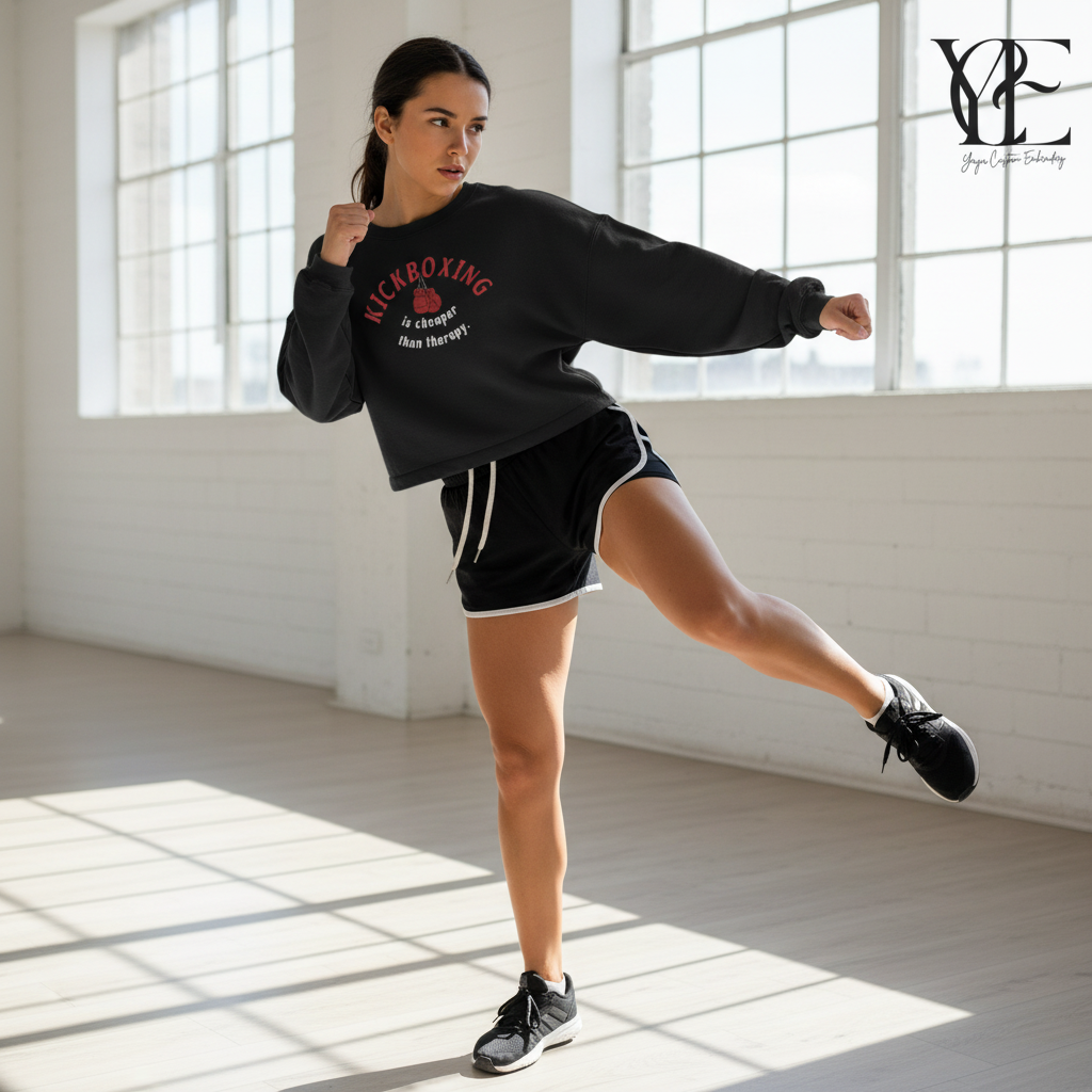Kickboxing is cheaper than therapy - Crop Sweatshirt