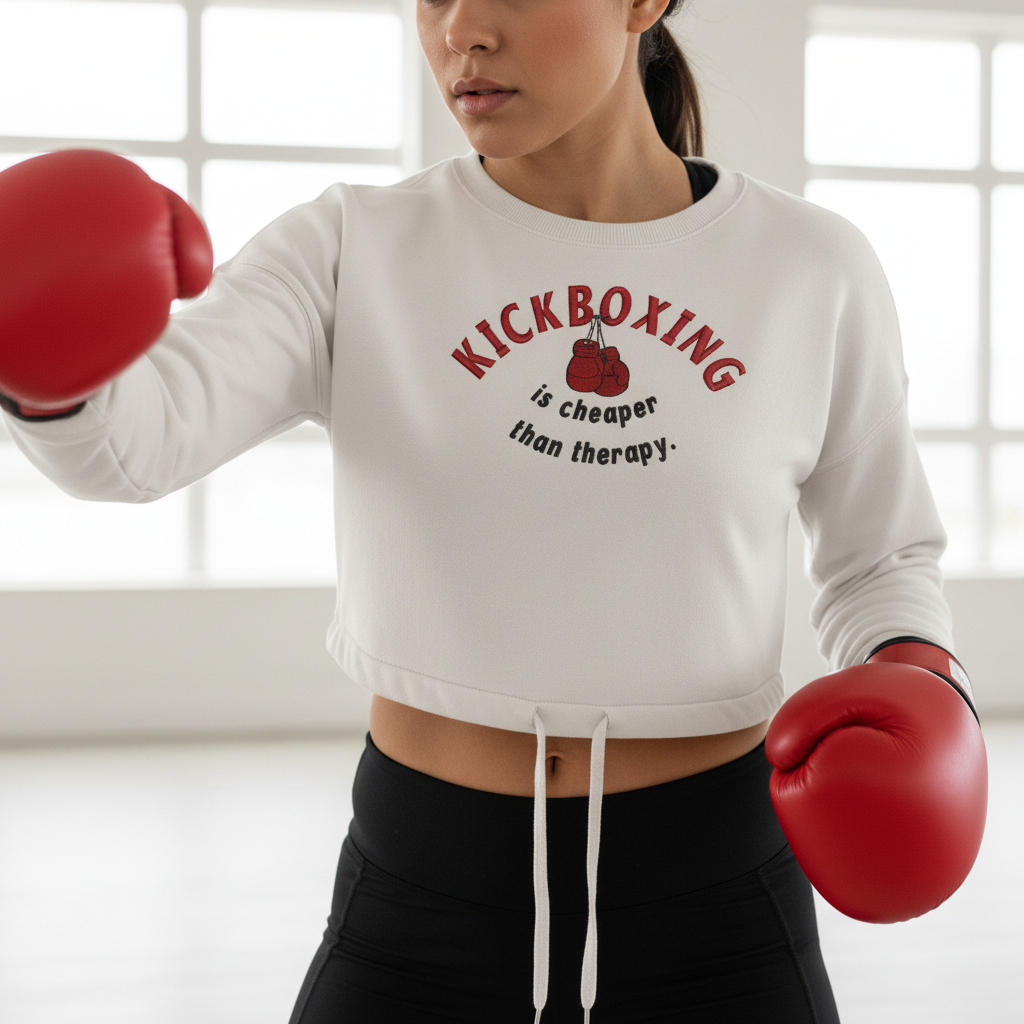 Kickboxing is cheaper than therapy - Crop Sweatshirt