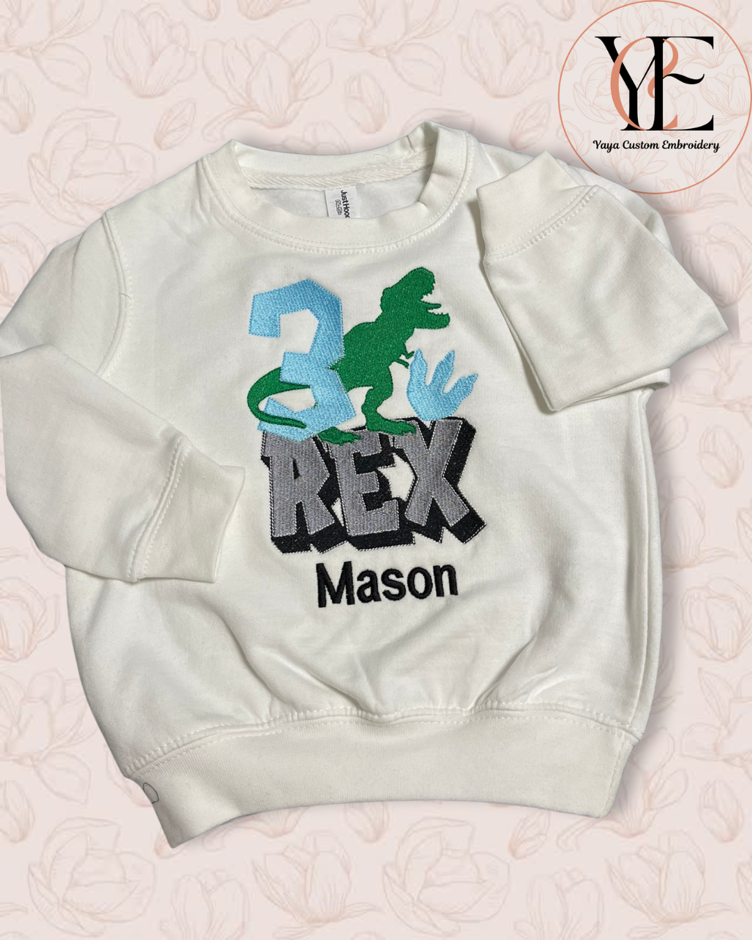 Personalised 3 REX Birthday Sweatshirt - Kids Dinosaurs birthday top