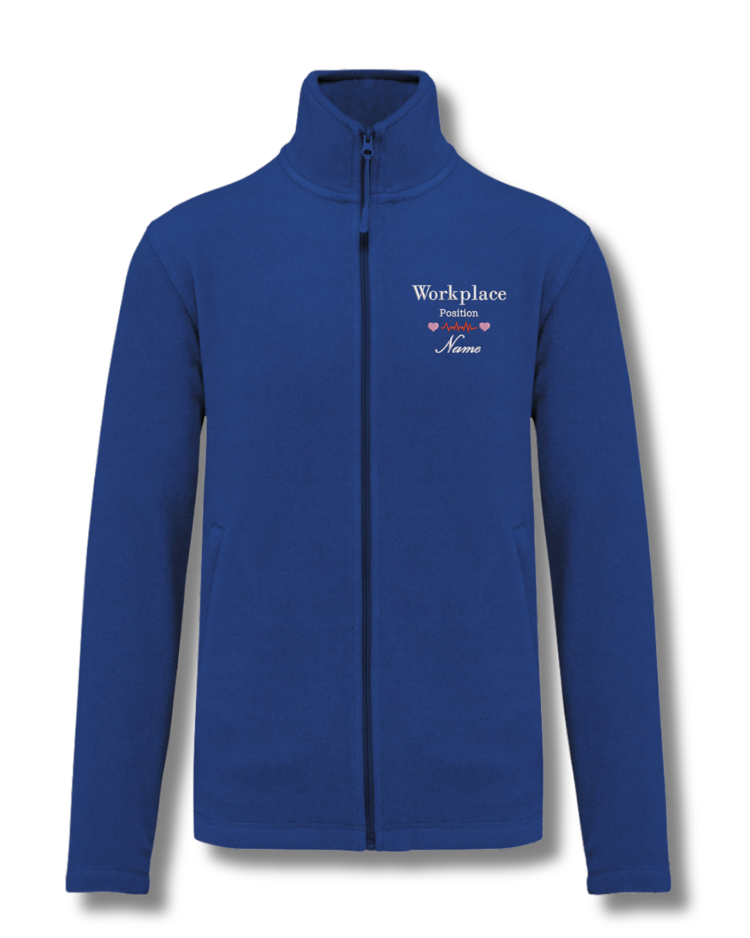 Personalisierte Fleecejacke für das Gesundheitswesen mit Herzschlagstickerei | Individueller Name und Funktion