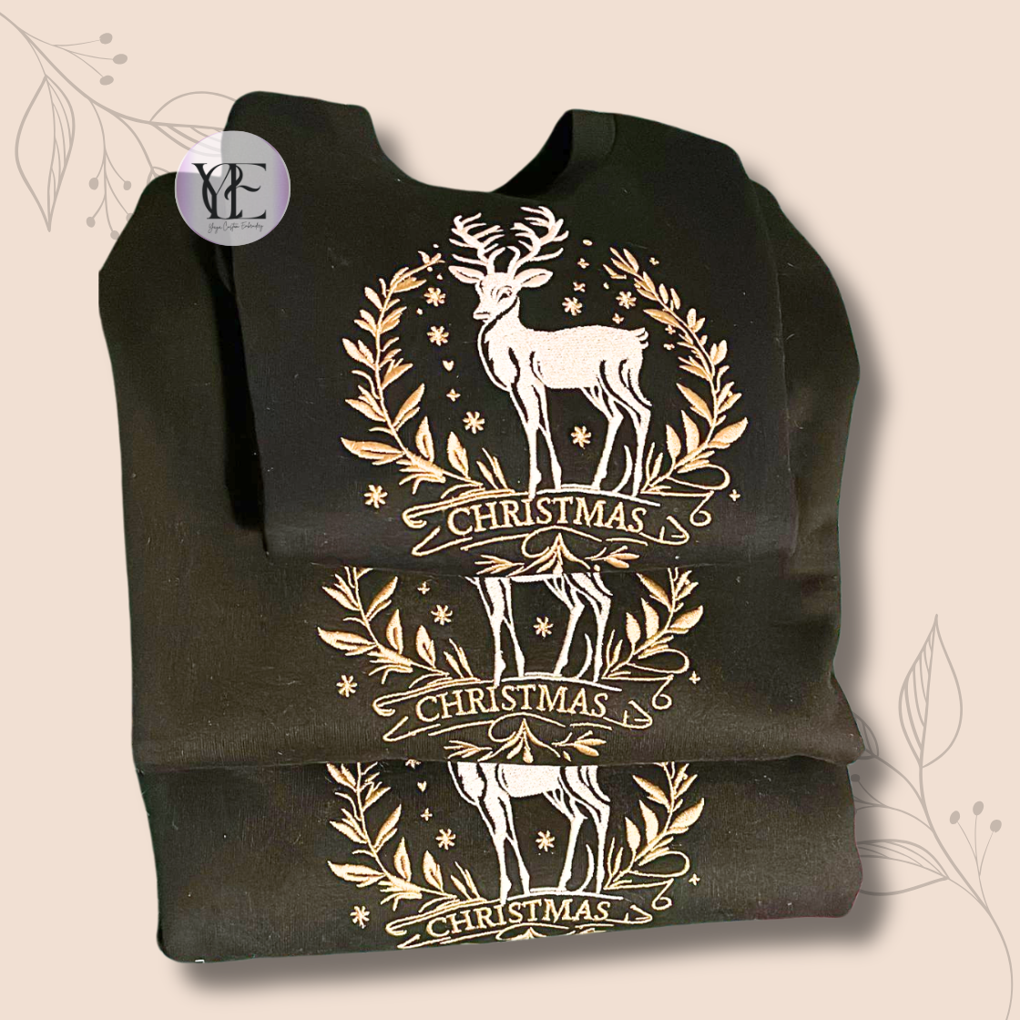 Christmas Reindeer Embroidered Sweatshirt | Available in XS to 5XL