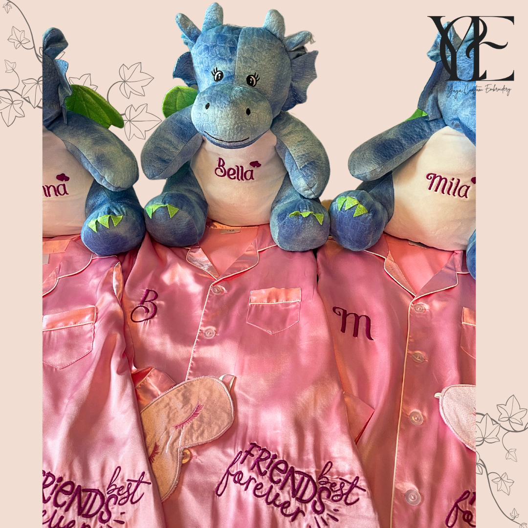 Personalised sleepover bundle: Soft toy, pyjamas and sleeping mask