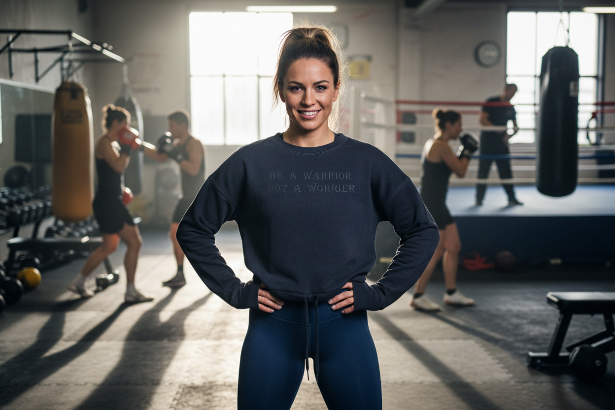Be a Warrior, Not a Worrier - Inspirational Crop Sweatshirt
