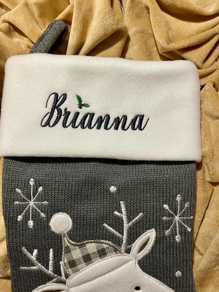 Personalised Grey Christmas stocking