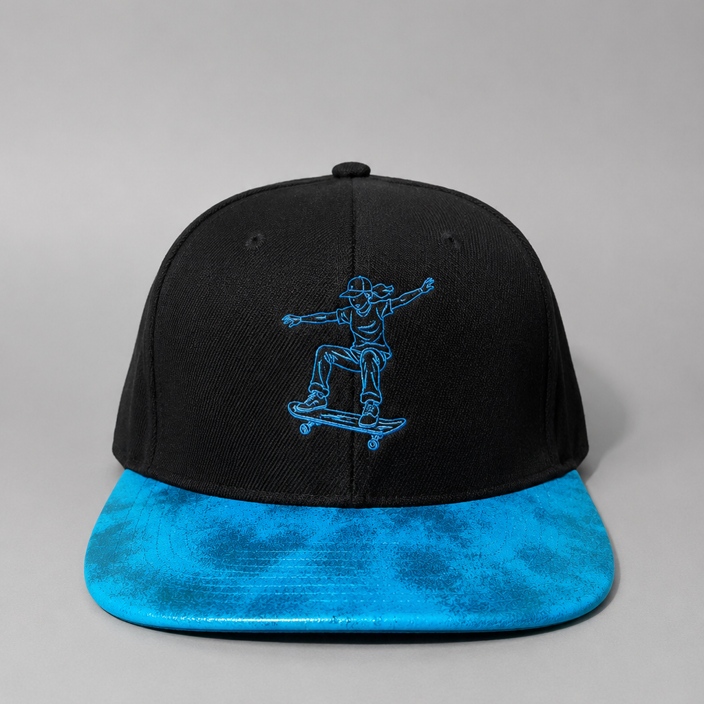Cap with blue embroidered Skater blue flat peak