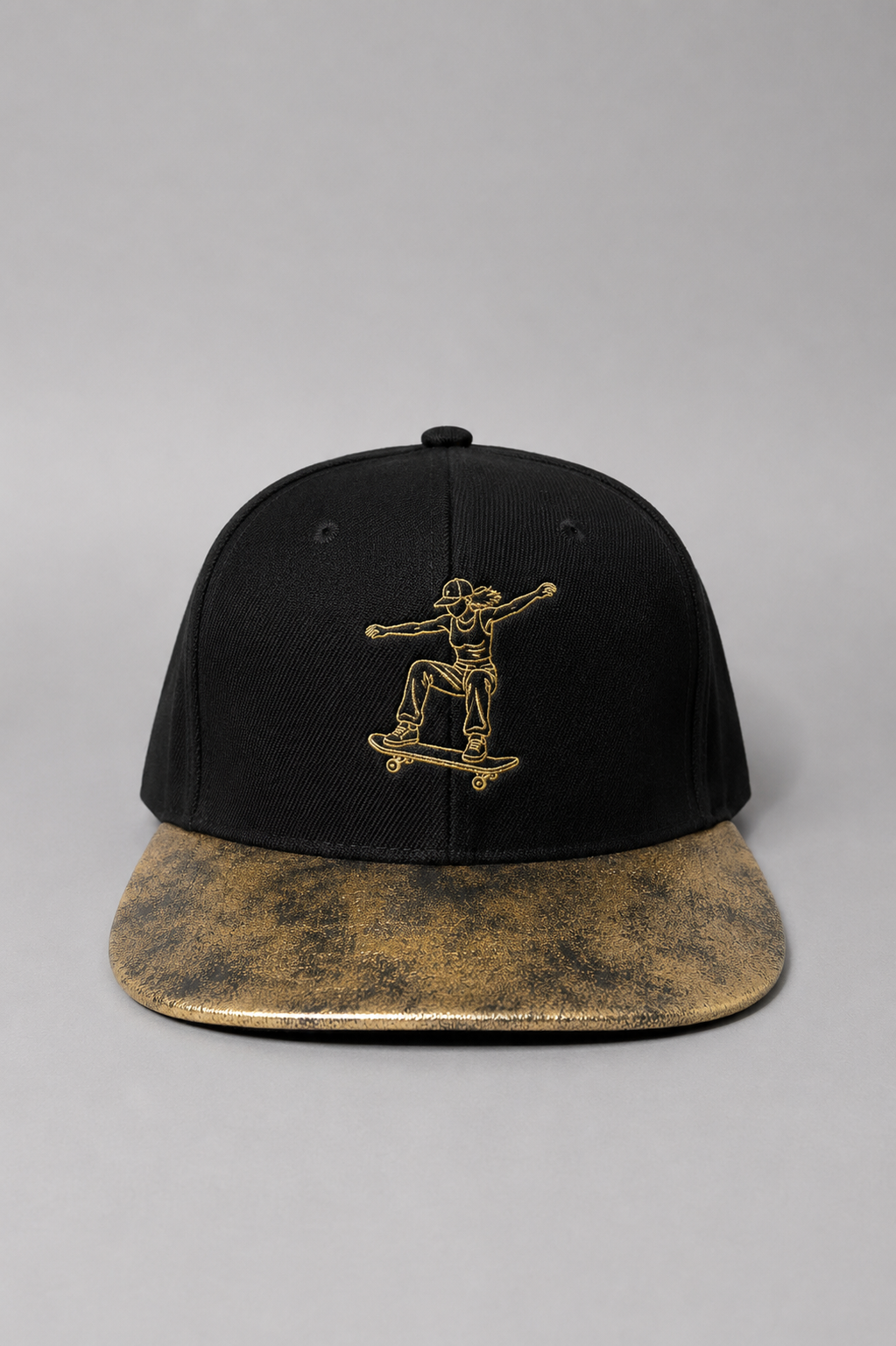 Cap with gold embroidered Skater gold flat peak