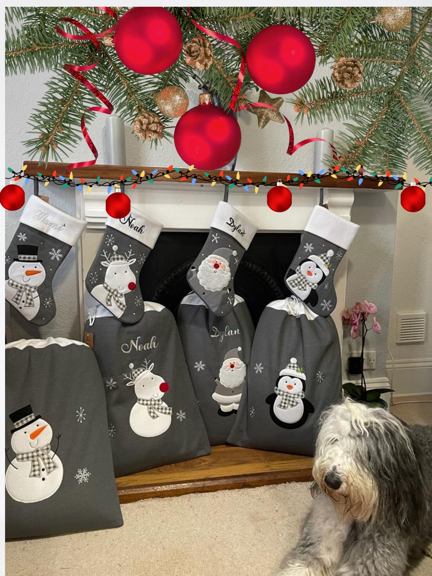 Personalised Christmas sack and Stocking Set