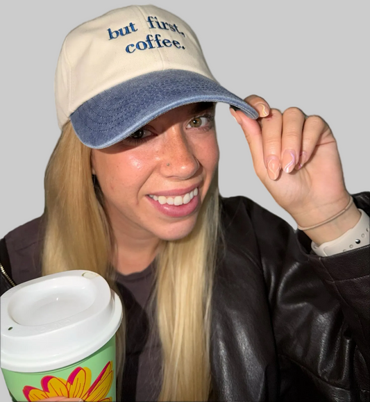 But First, Coffee Embroidered Vintage Cap