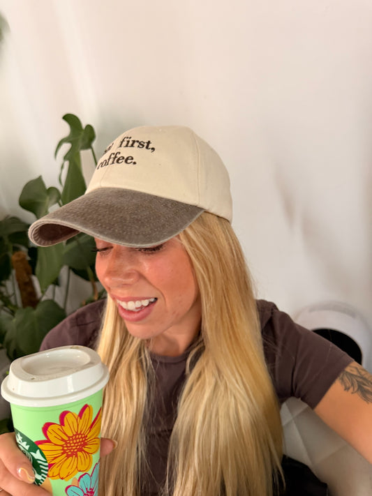 But First, Coffee Embroidered Vintage Cap