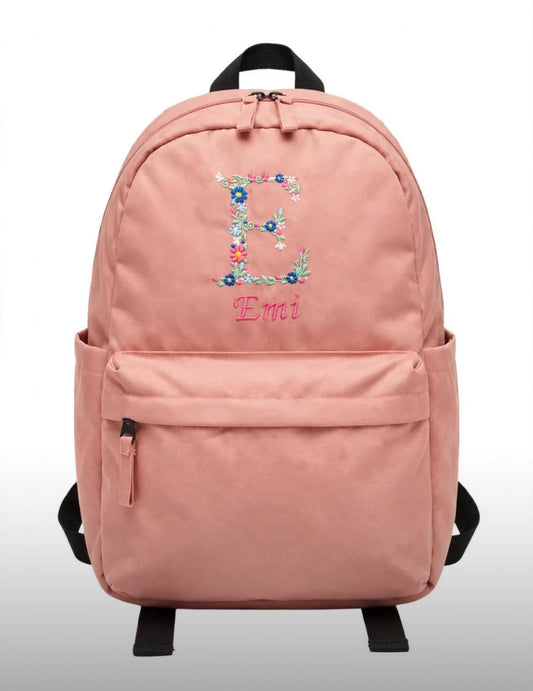 Personalised Mini Backpack – Floral Initial & Name
