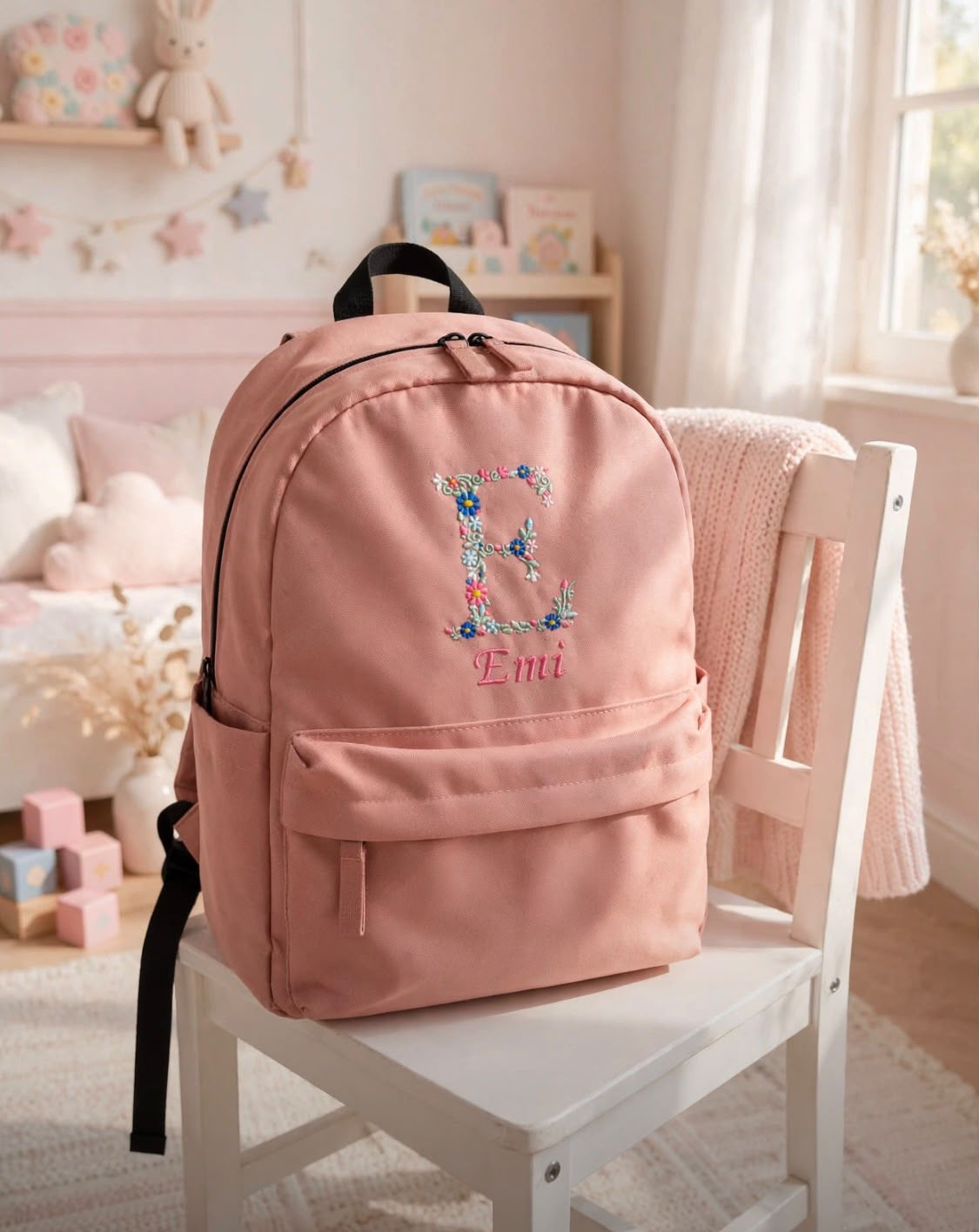 Personalised Mini Backpack – Floral Initial & Name