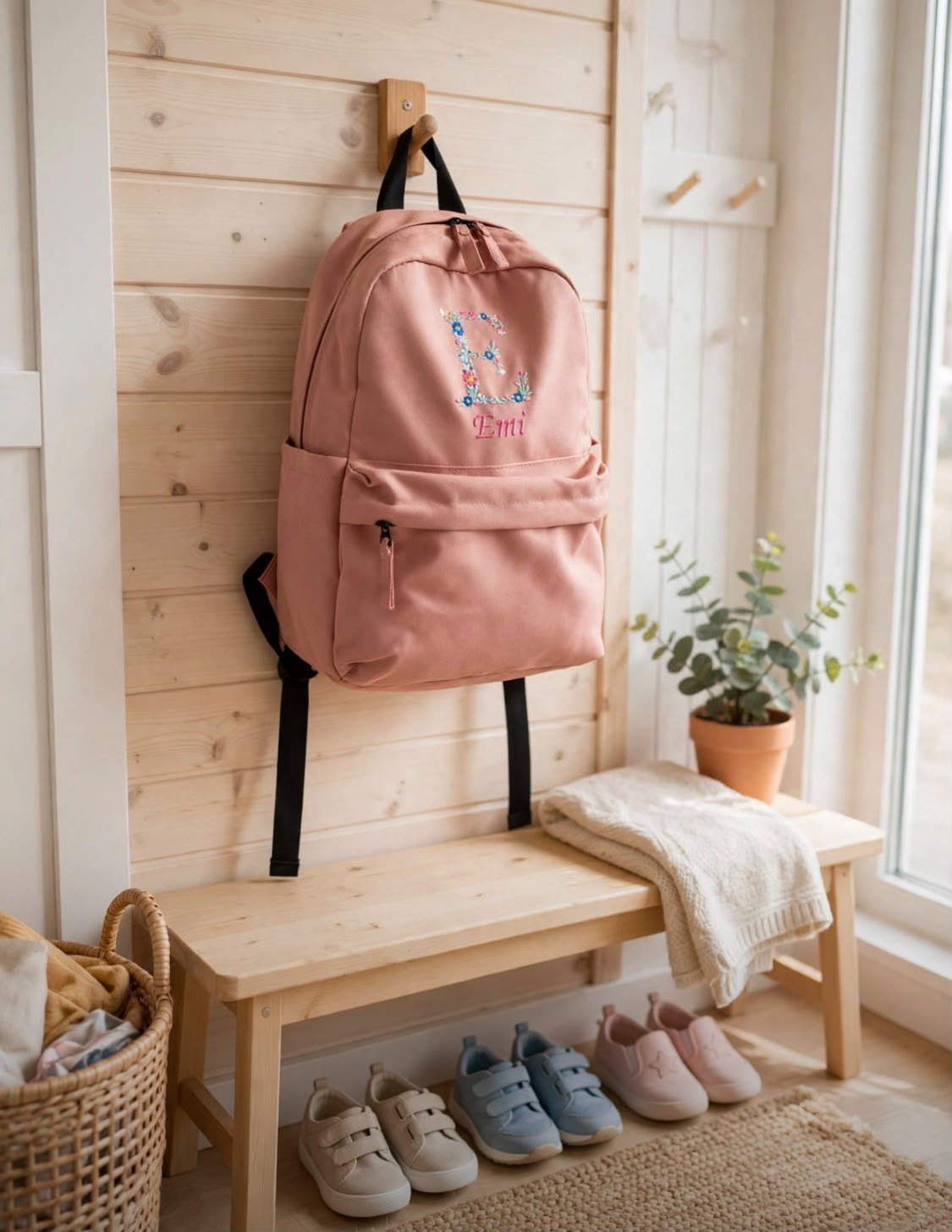 Personalised Mini Backpack – Floral Initial & Name